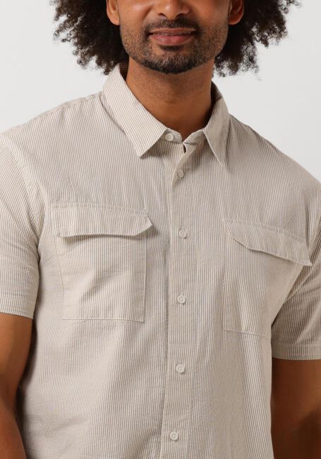 Taupe PURE PATH Casual-Oberhemd SEERSUCKER SHORTSLEEVE SHIRT WITH CHEST POCKETS - large