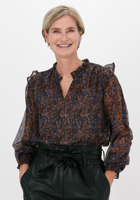 Braune NEO NOIR Blusen FILJA DARK BLOSSOM BLOUSE - large
