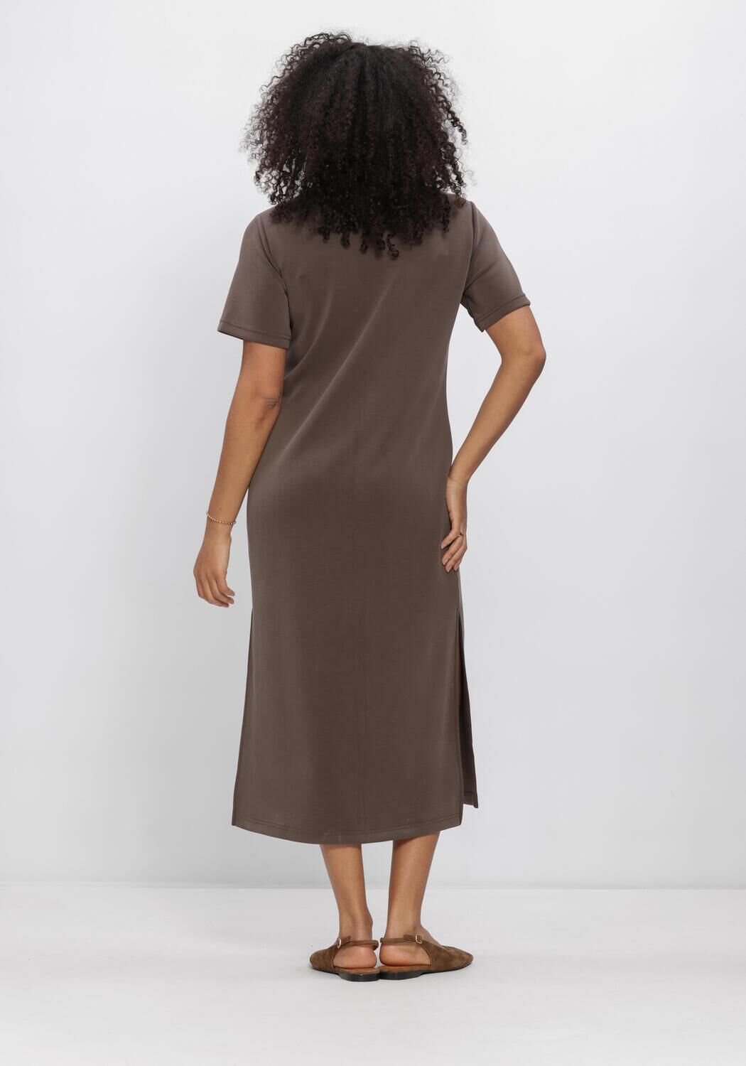 Braune MY ESSENTIAL WARDROBE Midikleid MWHELLE POLO LONG DRESS - large