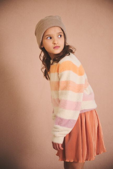 Creme NONO Pullover KETAN FLUFFY YARN STRIPED SWEATER - large
