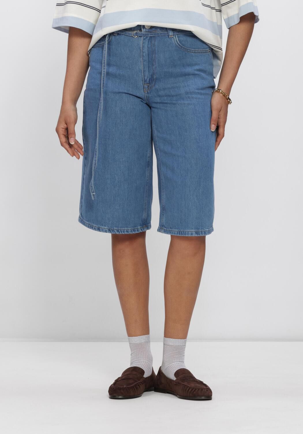 Blaue SELECTED WOMEN Kurze Hose SLFTENNA MW BERMUDA DENIM SHORTS - large