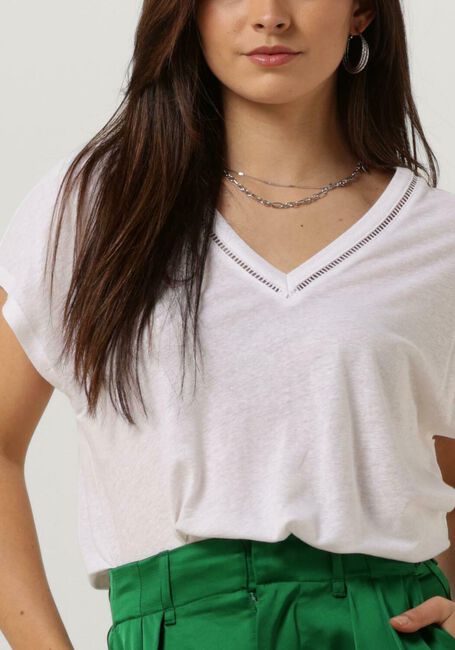 Weiße SCOTCH & SODA Top V-NECK LADDER DETAIL LOOSE FIT T-SHIRT - large