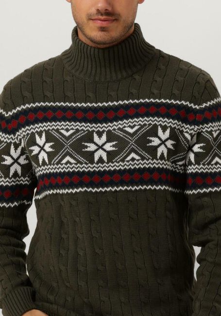 Dunkelgrün SELECTED HOMME Rollkragenpullover SLHFLAKE LS KNIT CABLE HIGH NE - large