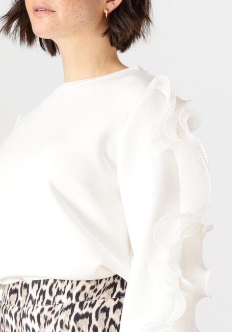 Weiße JANSEN AMSTERDAM Top KALLIE TRUI SS 196 LONG SLEEVE RUFFLE - large