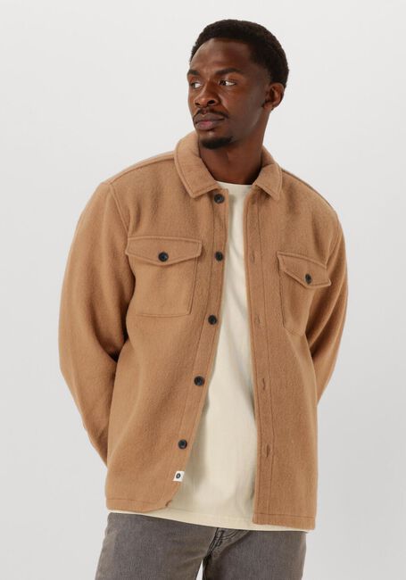 Camelfarbene ANERKJENDT Overshirt AKOSCAR BOILED WOOL OVERSHIRT - large
