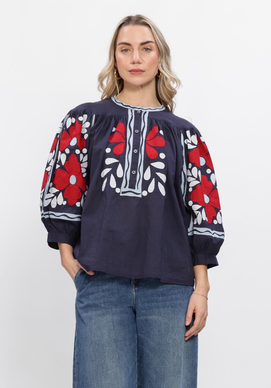 Dunkelblau ANTIK BATIK Blusen OXO BLOUSE - large