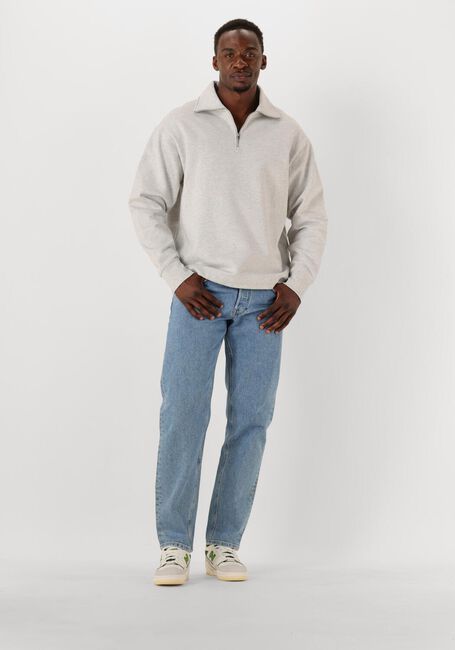 Hellgrau SELECTED MEN Pullover SLHRELAXARON LS HALF ZIP SWEAT - large