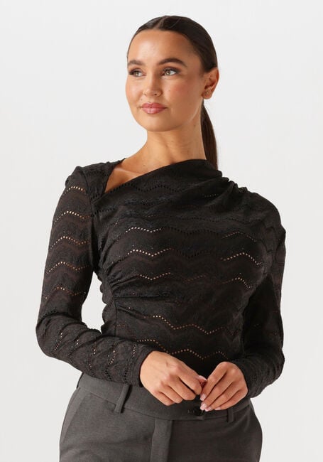 Schwarze HAUTE L'AMITIÉ Blusen LACE DRAPE NECK BLOUSE - large