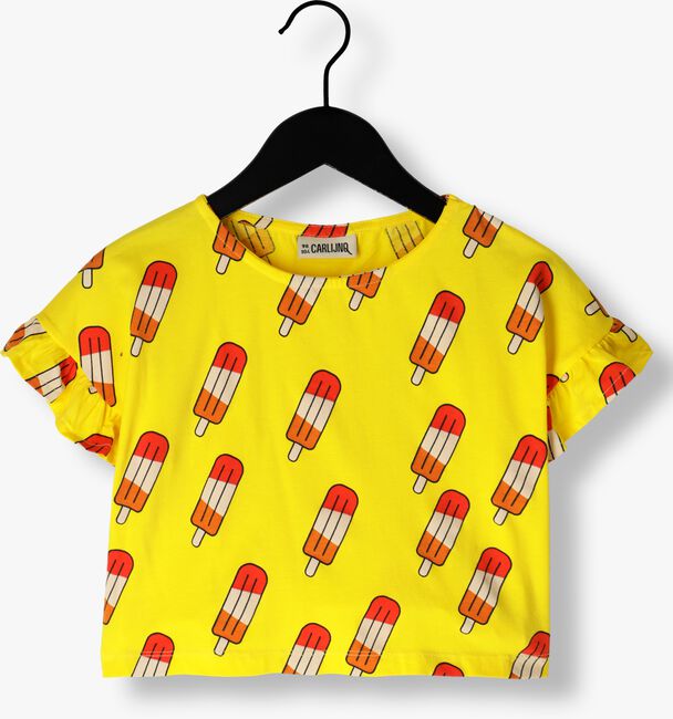 Gelbe CARLIJNQ T-shirt POPSICLE - FRILLED SHIRT - large