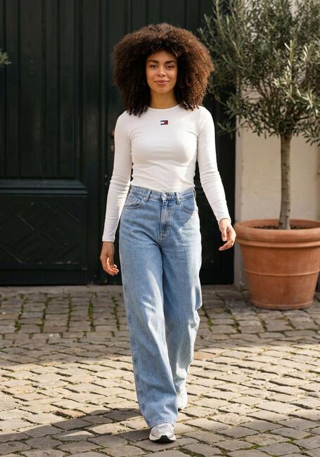 Ecru TOMMY JEANS Tops & T-shirts TJW SLIM LS BADGE TEE EXT - large