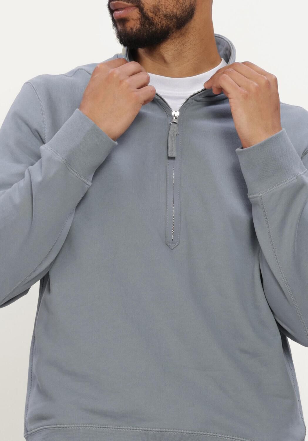 Graue CALVIN KLEIN Rollkragenpullover LS EU 350TERRY BADGE QTR ZIP - large