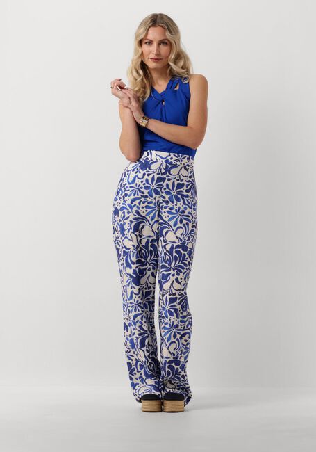 Blaue JANSEN AMSTERDAM Weite Hose WBF429 WOVEN PRINTED WIDE LONG PANTS - large