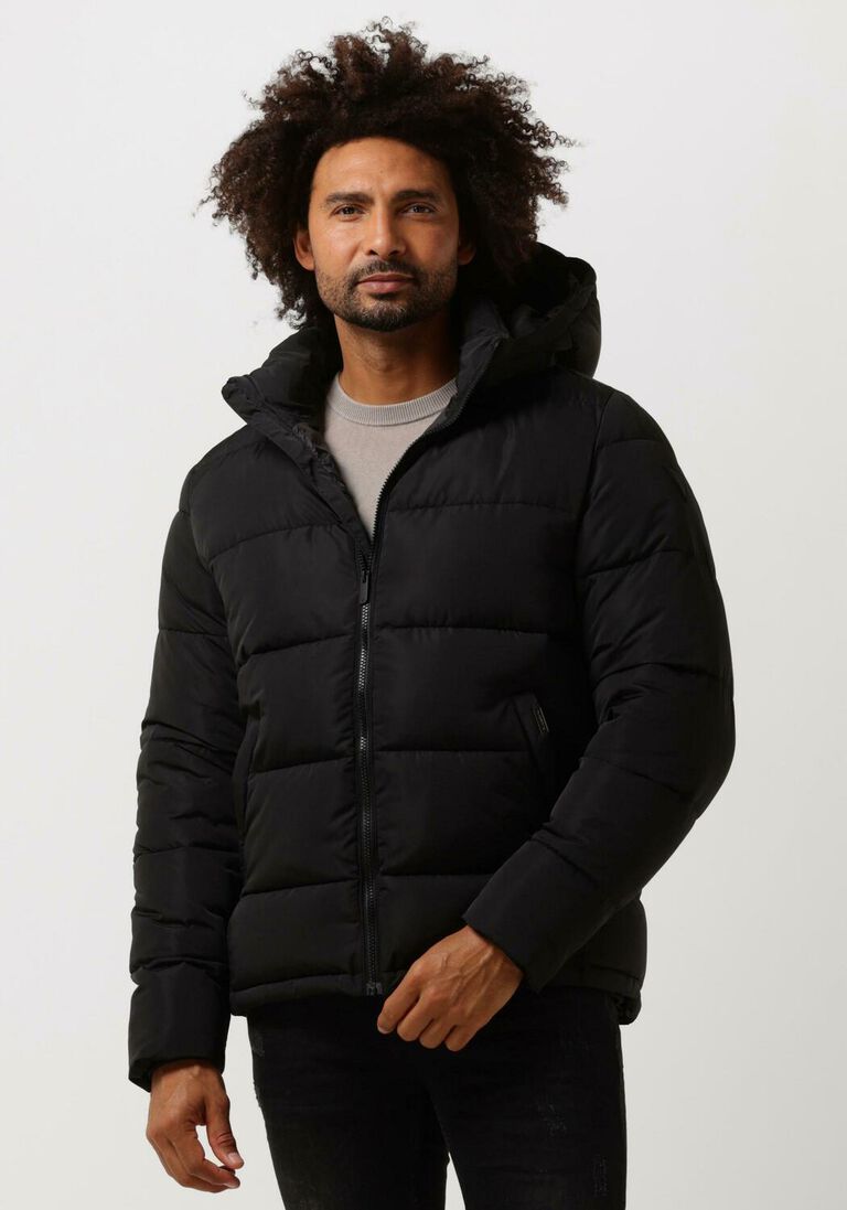 schwarze purewhite wattierte jack puffer coat with detachable hood