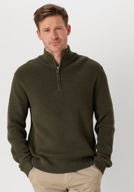 Dunkelgrün SELECTED HOMME Pullover SLHTHEO LS KNIT STRUCTURE HALF ZIP - large