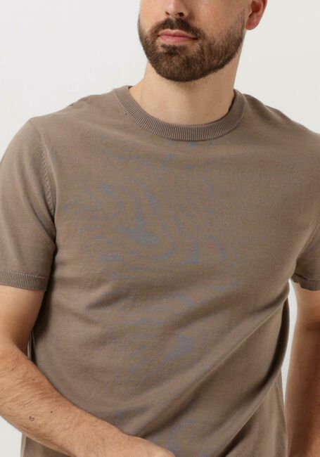 Taupe PURE PATH T-shirt KNITTED SHORTSLEEVE WITH CHEST PRINT - large