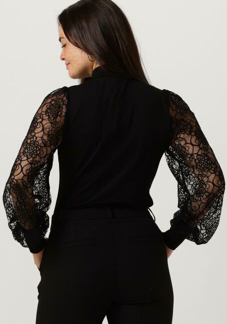 Schwarze JANSEN AMSTERDAM Blusen V107 TOP WITH LACE SLEEVES AND TURTLE NECK - large