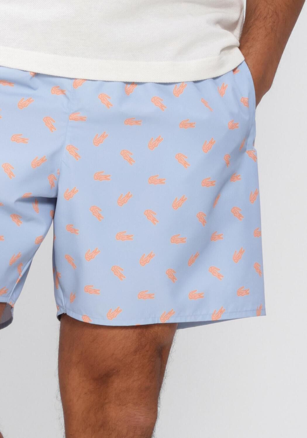 Hellblau LACOSTE Badehosen MID LENGTH CROCODILE PRINT SWIM TRUNKS - large