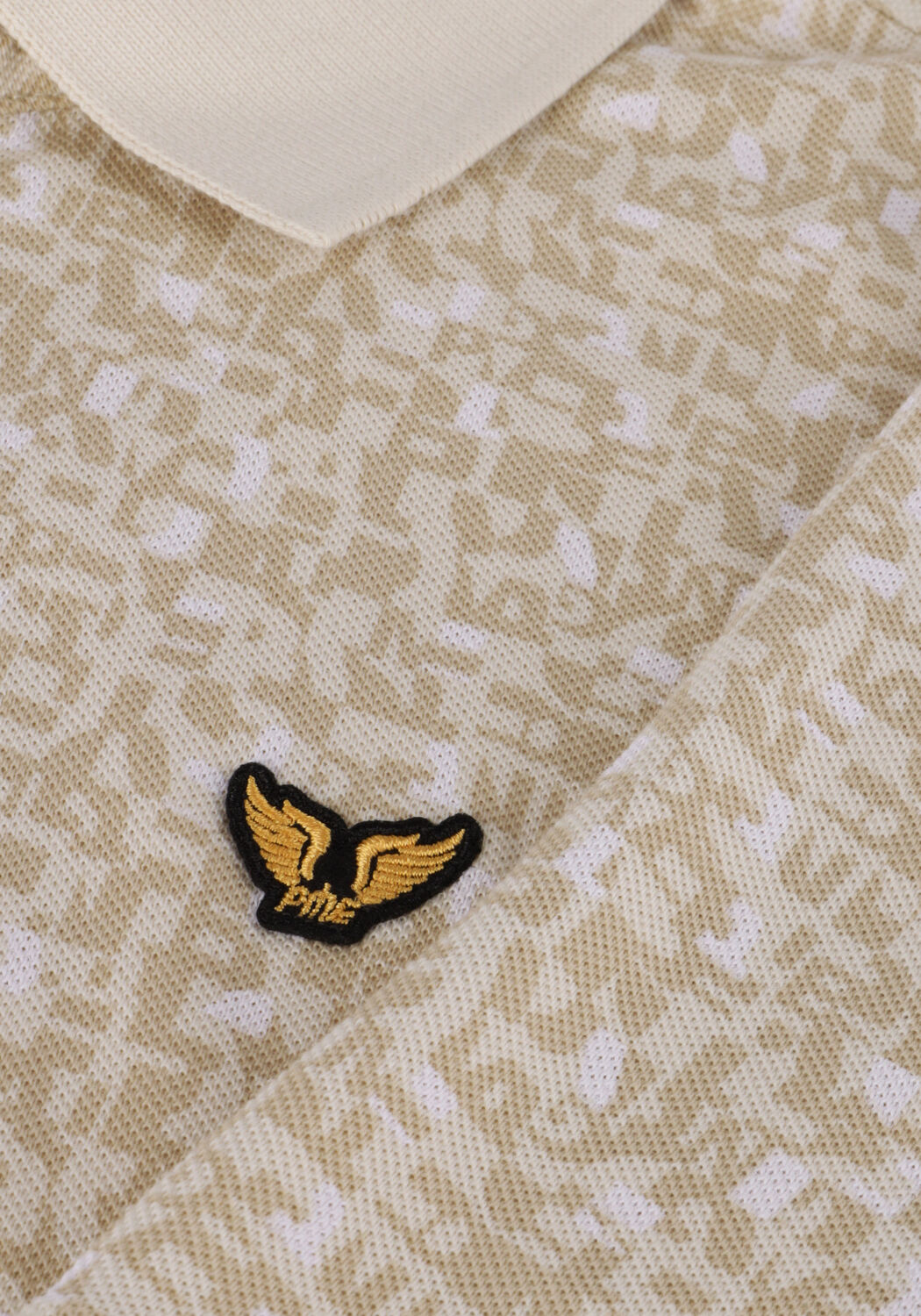 Beige PME LEGEND Polo-Shirt SHORT SLEEVE POLO FINE PIQUE ALL OVER PRINT - large