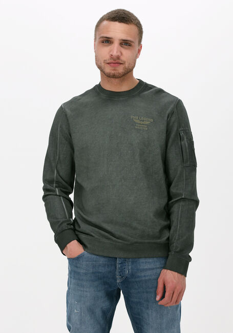 Olive PME LEGEND Sweatshirt R-NECK INTERLOCK COLD DYE - large