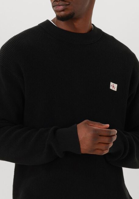 Schwarze CALVIN KLEIN Pullover LS EZ COTTON WAFFLE CREWNK SWTR 9 - large