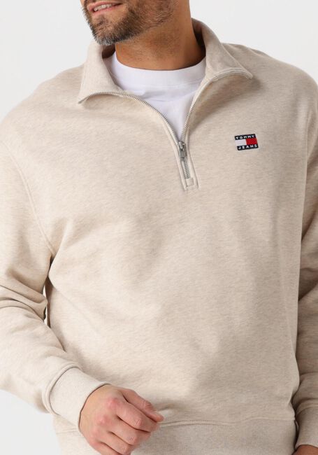 Beige TOMMY JEANS Sweatshirt TJM RLX BADGE 1/4 ZIP - large