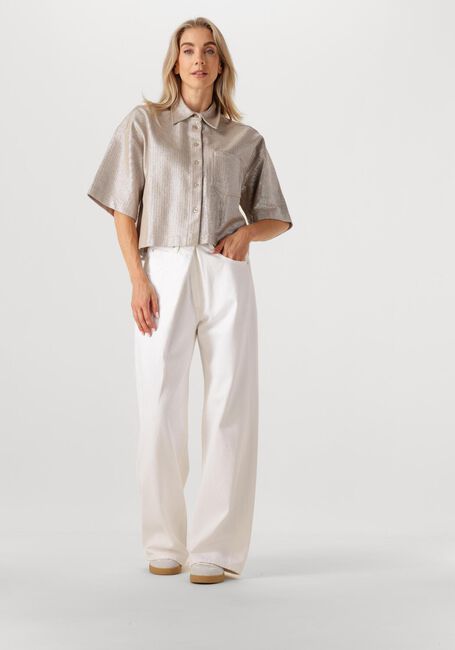 Silberne ALIX THE LABEL Blusen LADIES WOVEN FOIL CROPPED BLOUSE - large