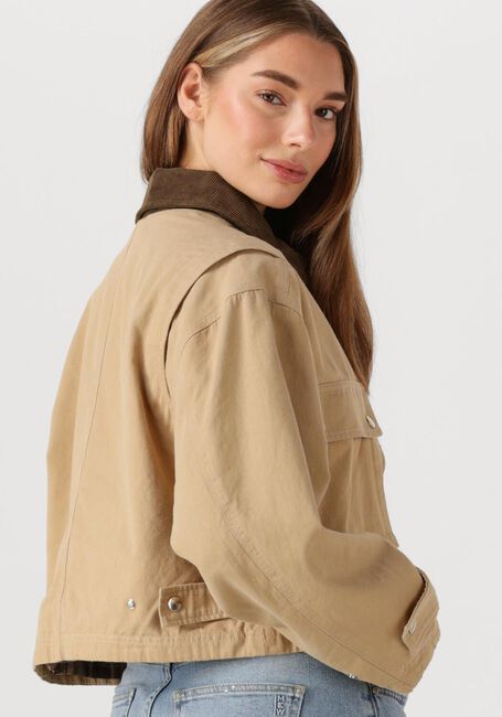 Camelfarbene NEO NOIR Lederjack RIVERA CANVAS BOXY JACKET - large