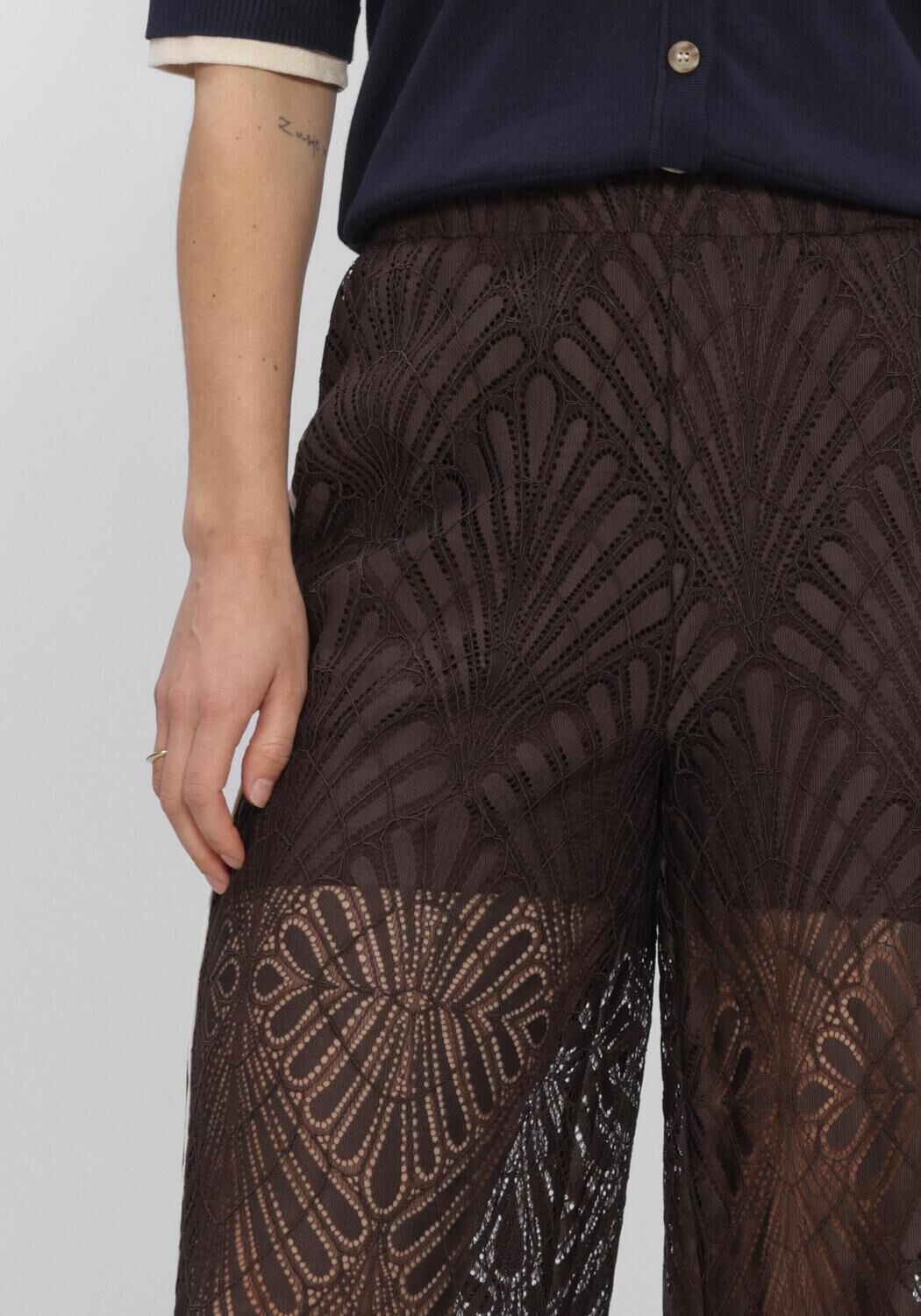 Braune CO'COUTURE Hosen LETICC LACE PANEL LL PANT - large