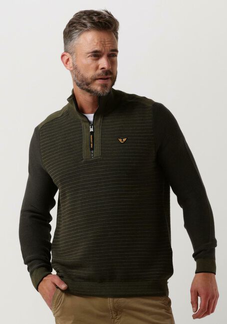 Grüne PME LEGEND Pullover HALF ZIP COLLAR COTTON KNIT - large