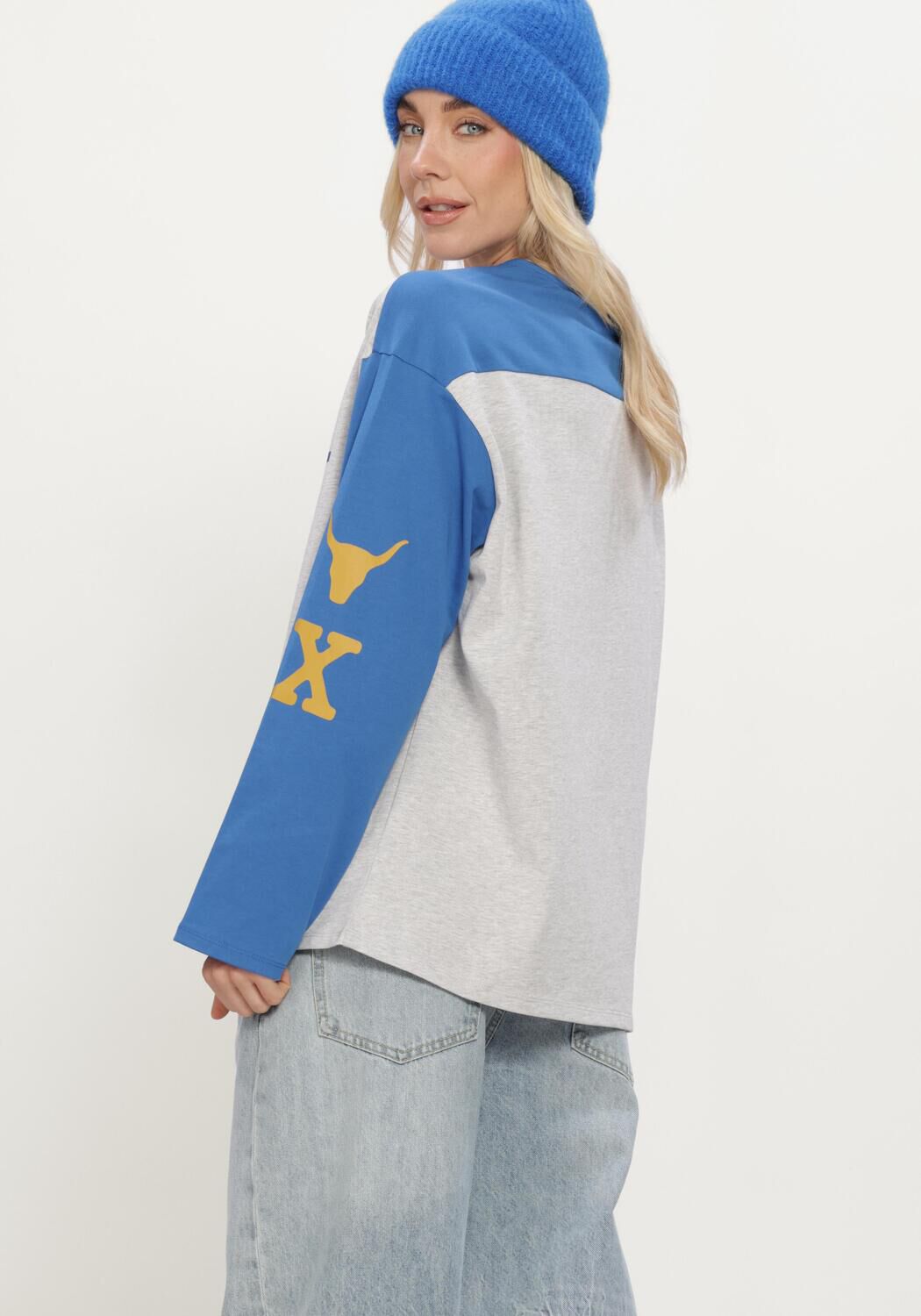 Mehrfarbige/Bunte ALIX THE LABEL T-shirt LADIES KNITTED MIX LONGSLEEVE T-SHIRT - large