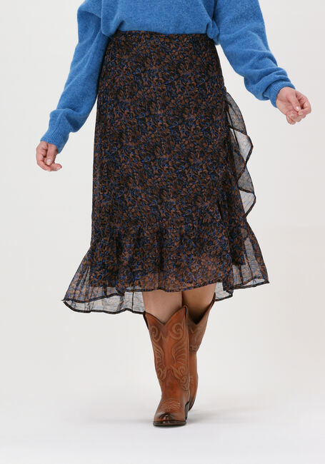 Braune NEO NOIR Midirock TARA DARK BLOSSOM SKIRT - large