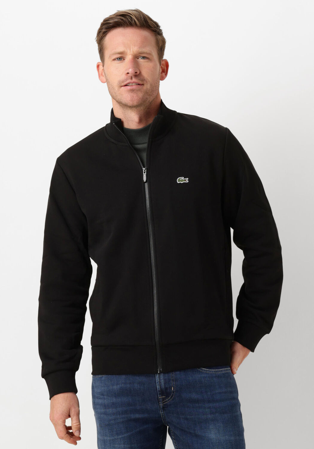 schwarze lacoste strickjacke 1hs1 mens sweat zip