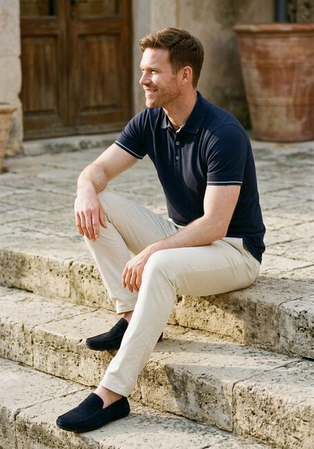 Dunkelblau GENTI Polo-Shirt POLO 3 BUTTON SS J2001-1212 - large