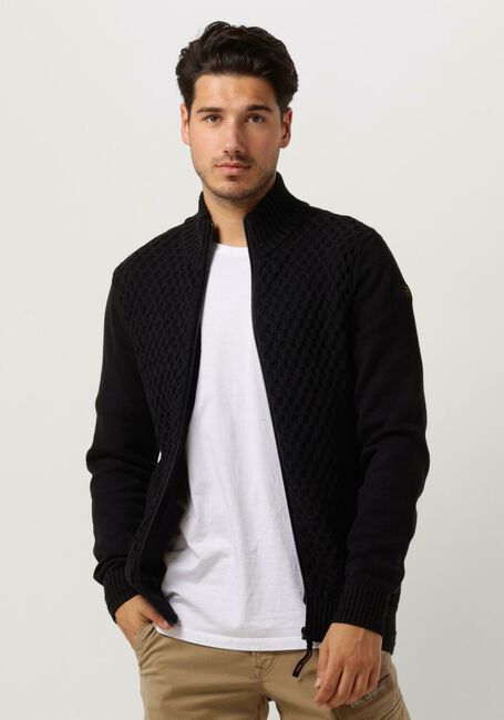 Schwarze PME LEGEND Strickjacke ZIP JACKET COTTON STRUCTURE MIX - large