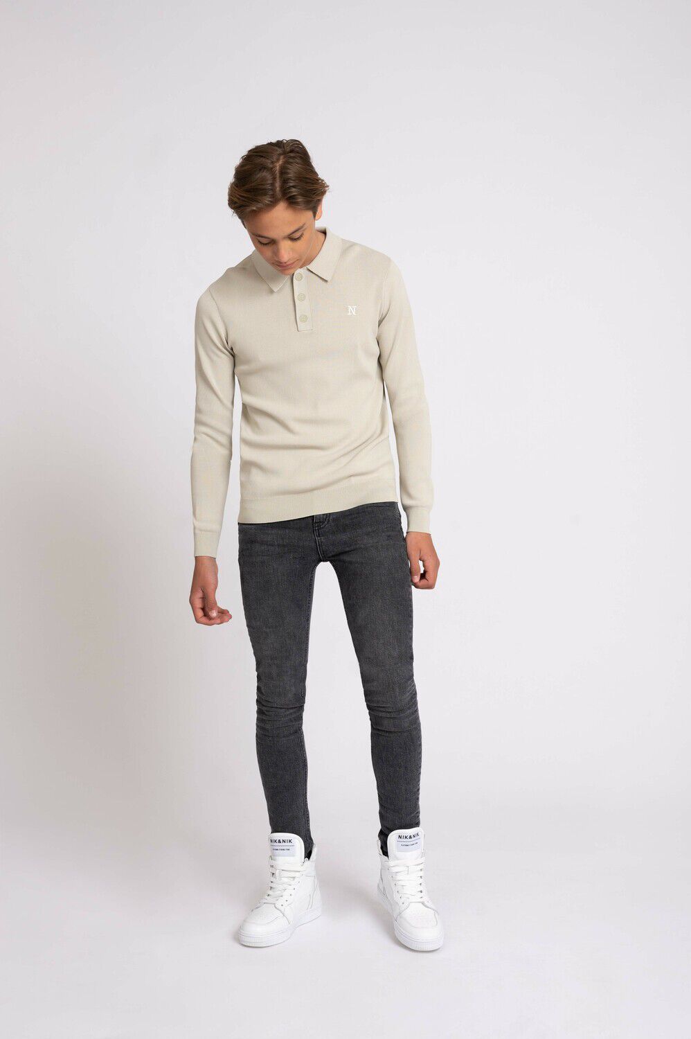 Graue NIK & NIK Polo-Shirt GUS POLO - large