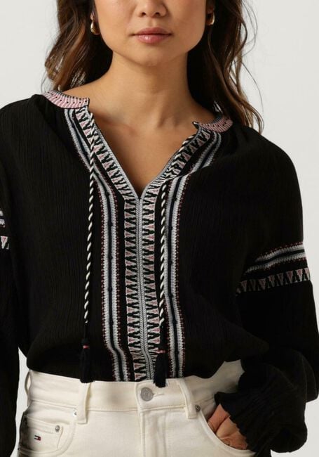 Schwarze SCOTCH & SODA Bluse BALLOON SLEEVE EMBROIDERY TOP - large