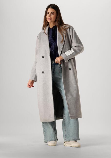 Graue COLOURFUL REBEL Mäntel ZANIA DOUBLE BREASTED WOOL LONG COAT - large