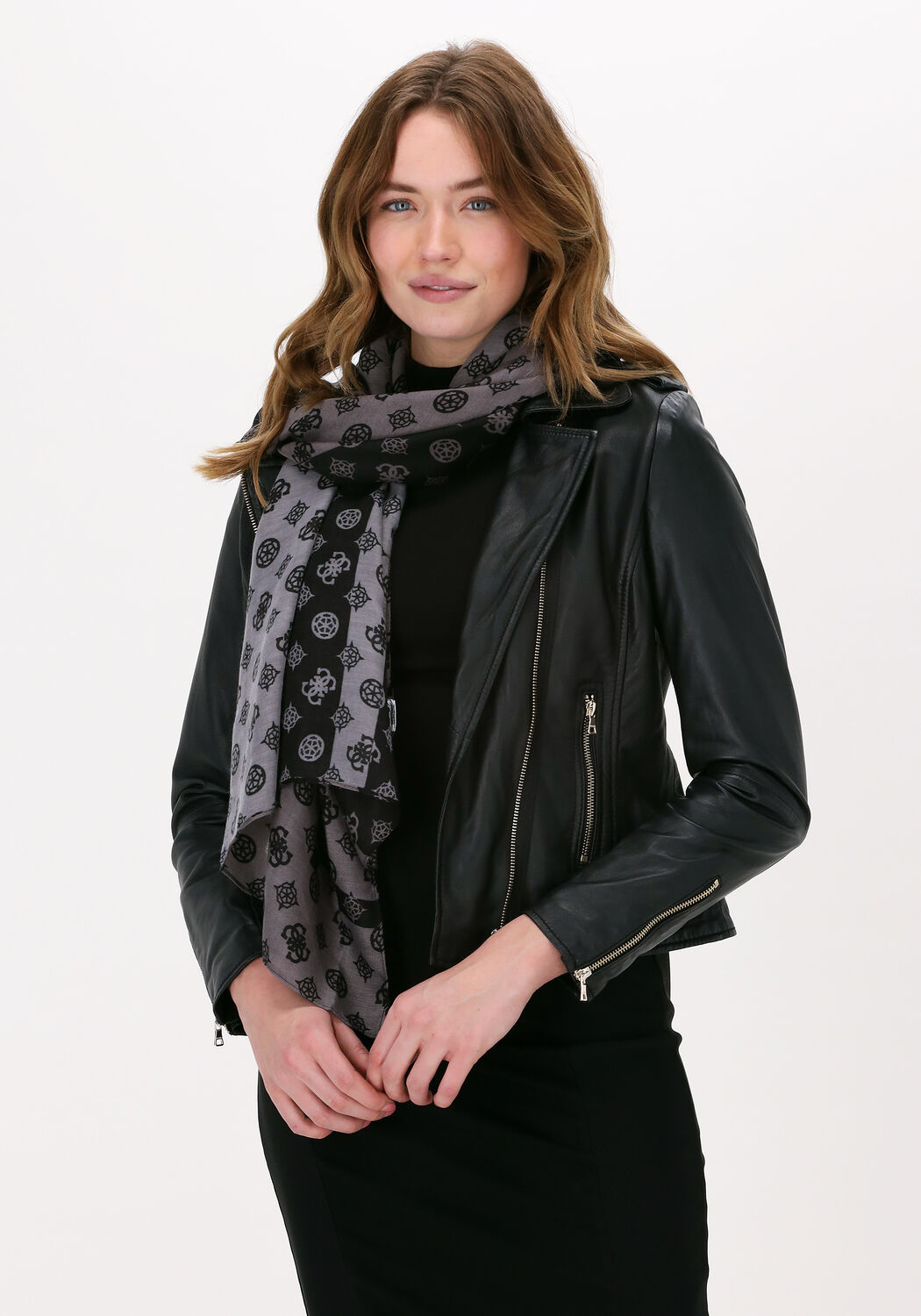 Schwarze GUESS Schal BEA PRINTED SCARF