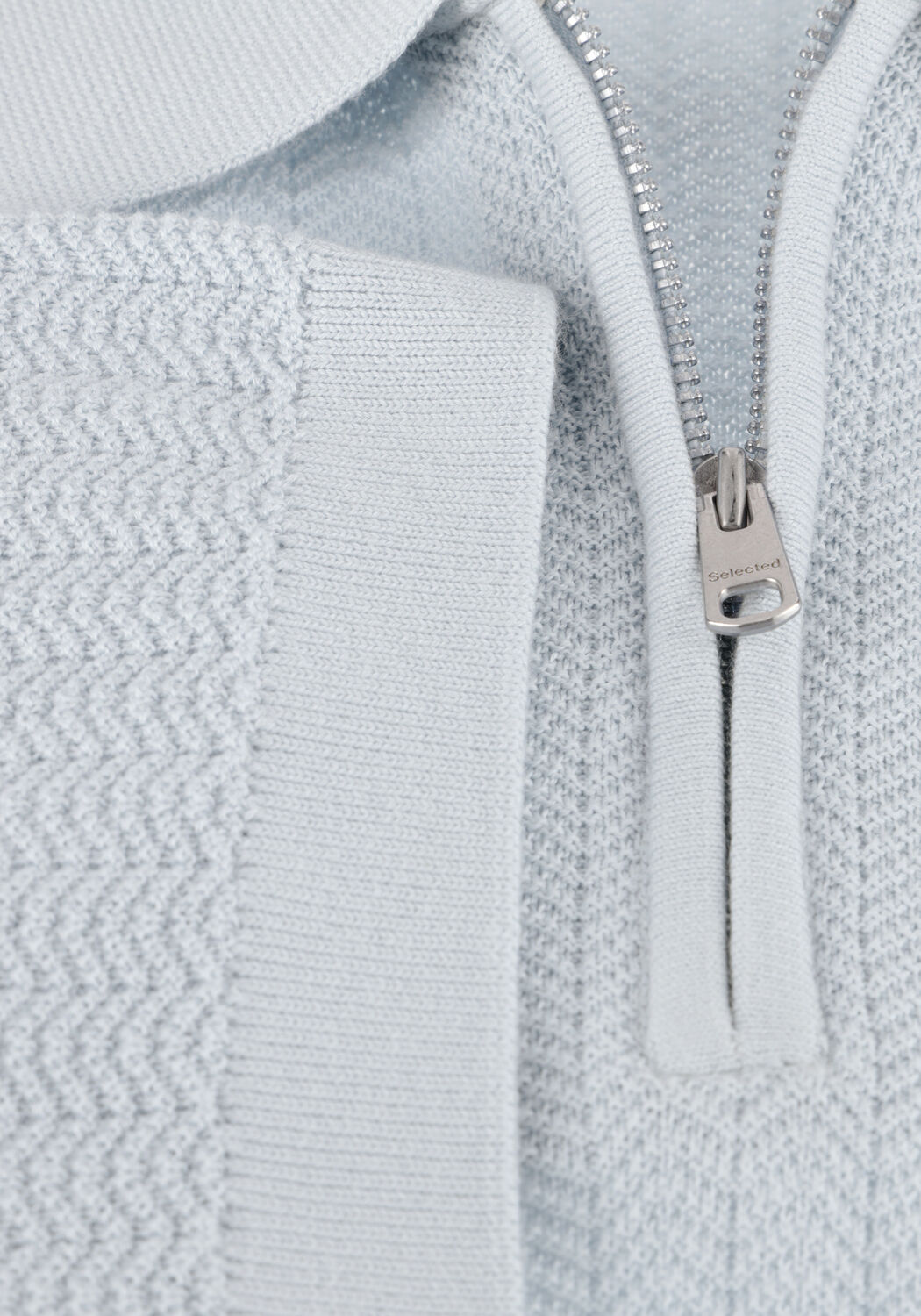 Blaue SELECTED MEN Polos & T-Shirts SLHCRAN SS KNIT STRUCTURE ZIP  POLO NOOS - large