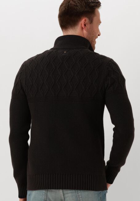 Schwarze PME LEGEND Pullover & Cardigans HALF ZIP COLLAR COTTON MIX YARN - large