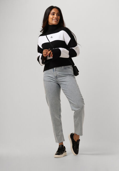 Schwarze CALVIN KLEIN Rollkragenpullover LABEL CHUNKY SWEATER - large