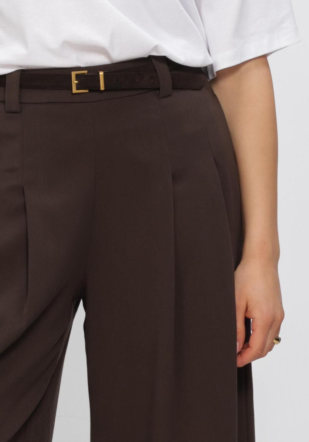 Braune MSCH COPENHAGEN Hosen MSCHMARYLA HENRIKA HW CULOTTE PANTS - large