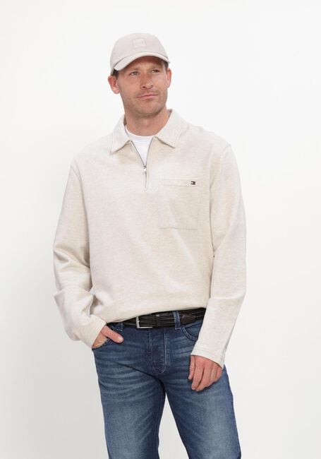 Ecru TOMMY HILFIGER Sweatshirt ESSENTIAL TERRY POCKET 1/4 ZIP - large