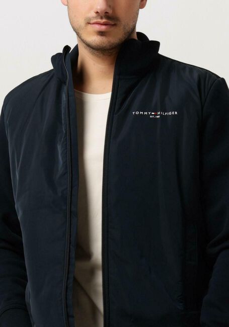 Dunkelblau TOMMY HILFIGER Strickjacke TOMMY LOGO MIX MEDIA STAND ZIP - large