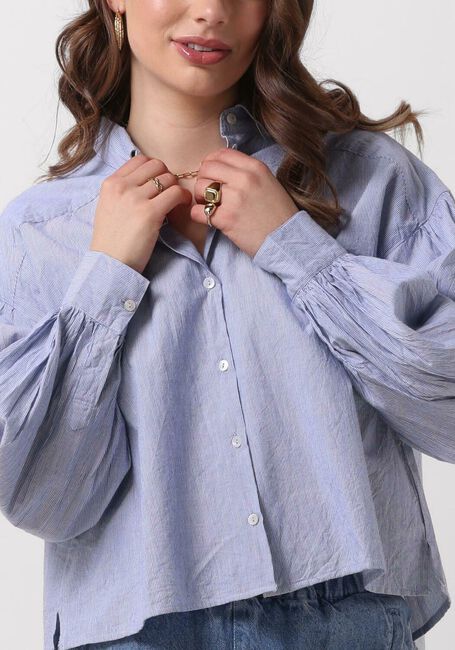 Hellblau BY-BAR Blusen SARAH SHORT PIN STRIPE BLOUSE - large