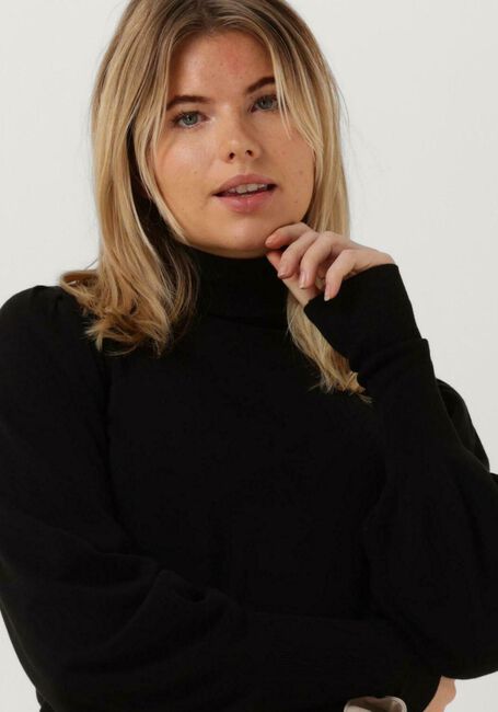 Schwarze SUMMUM Rollkragenpullover PULLOVER PUFFY SLEEVES CIRCULAR KNIT - large