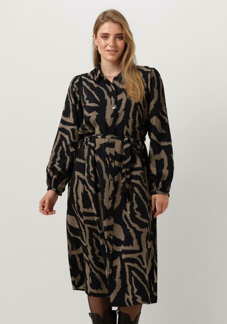 Schwarze SUMMUM Midikleid DRESS ABSTRACT LEAVES - large