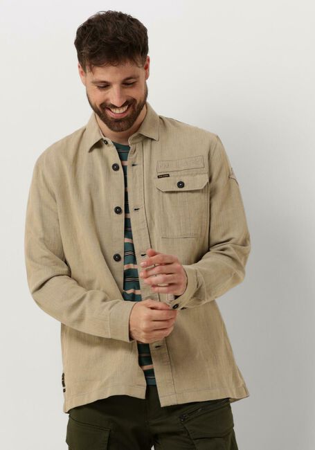 Beige PME LEGEND Casual-Oberhemd LONG SLEEVE SHIRT CTN/LINEN 2 TONE HERRINGBONE - large