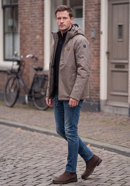 Khaki PME LEGEND Winterjacken SEMI LONG JACKET STRATOR MELANGE TWILL - large