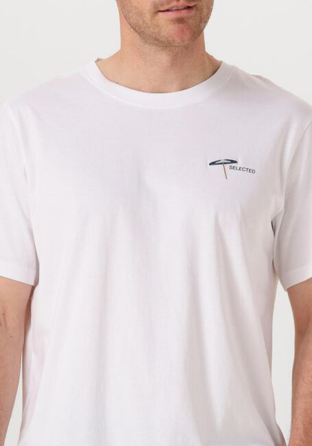 Weiße SELECTED HOMME T-shirt SLHASPEN EMB SS O-NECK TEE - large